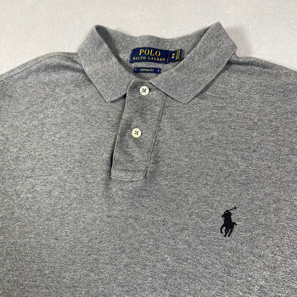 Polo Ralph Lauren Mens Heather Gray Custom Fit Short Sleeve Polo Shirt Size M
